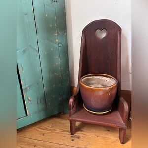 Primitive Wood Doll Chair Plant Stand